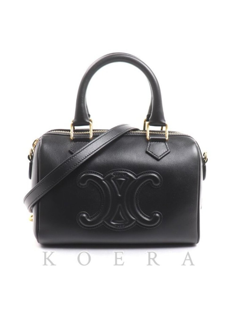 Celine Cuir Triomphe Small Boston 2-Way Shoulder Bag Black